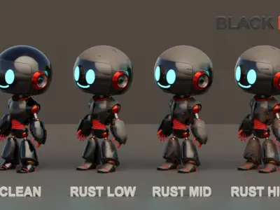Rigged Cute Robot Character Low-poly 3D model