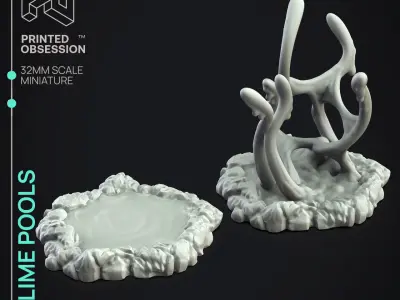 Slime Pools - Scatter Terrain -  PRESUPPORTED - 32mm scale 3D print model