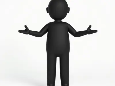 Black Silhouette D Character Rigged and Animated Low-poly 3D model