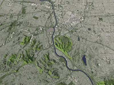 Los Angeles USA in 20 km x 20 km - city and urban 3D model