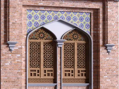 arabic exterior facade element set 812 Low-poly 3D model