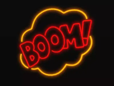 Neon Boom bomb sign p1 Low-poly 3D model