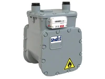 Detailed American Diaphragm Gas Meter AC250 Low-poly 3D model