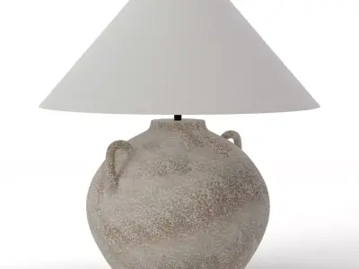 Coralyn Ceramic Table Lamp - Rustic Talavera Earth Tone Lighting Low-poly 3D model