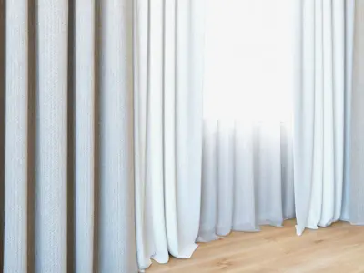 Curtains 46 Curtains with Tulle 3D model