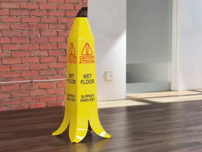 Banana Cone Caution Wet Floor Sign 90cm 3D model