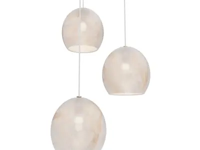 Lazio 3-Light Round Multi-Drop Pendant Currey Company 3D model