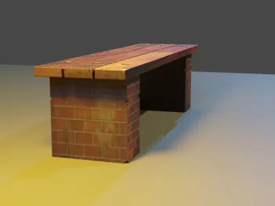 Street bench Low-poly 3D model