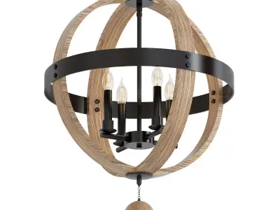 REFINED WOOD GLOBE CHANDELIER 3D model