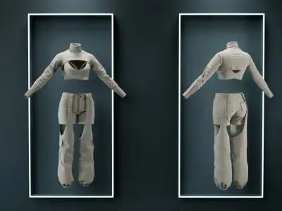 5 Sci fi Women Clothes   Base meshes 3D model