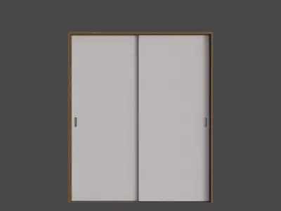 Low-Poly Japanese Room Door Low-poly 3D model