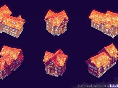 Fantasy Land - Low poly hand painted environment  Low-poly 3D model