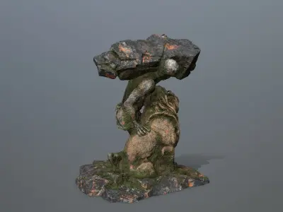 Hercules  and  Lion Low-poly 3D model