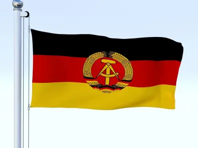 Animated East Germany Flag Low-poly 3D model