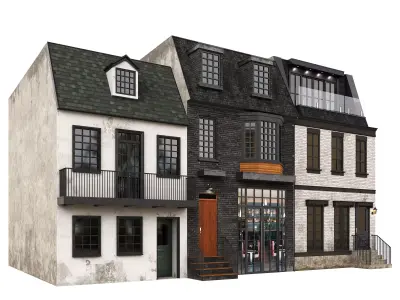 Building04 townhouse Low-poly 3D model