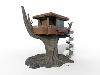 Naha Treehouse  3D Model Low-poly 3D model