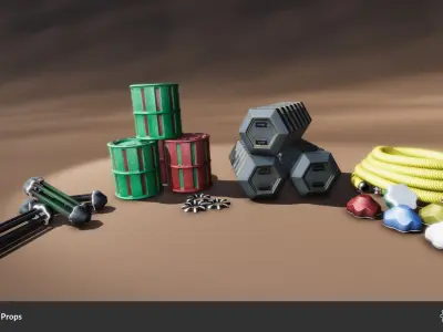 Sci-Fi Industrial Props Low-poly 3D model