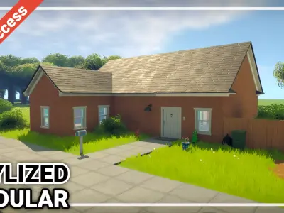 Surburban Modular Stylized Pack Low-poly 3D model