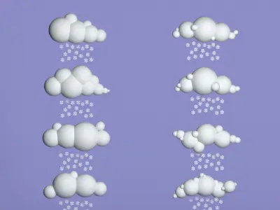 48 Low Poly Clouds Bundle Low-poly 3D model