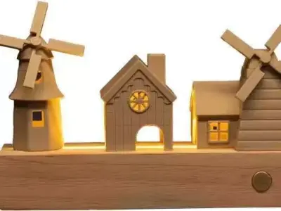 Cozy Glowing Village  Hollow Buildings for LED Light Base 3D print model