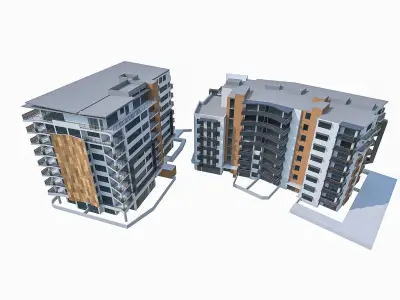 Apartment Buildings 04 Low-poly 3D model