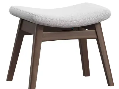 Vera Light Gray Fabric Upholstered Ottoman 3D model