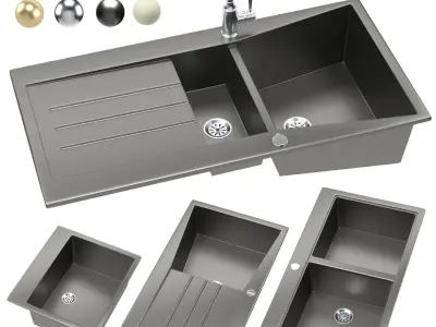 Sink with faucet schock 3D model