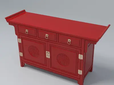 RED LACQUER ALTAR CABINET 3D model