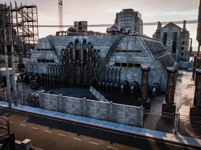 INDUSTRIAL SCIFI BUILDING 08 Low-poly 3D model