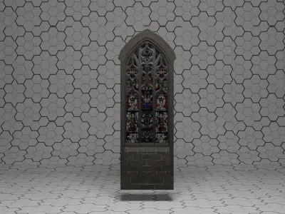 Stained  Glass Windows And Arctetural asset 3D model