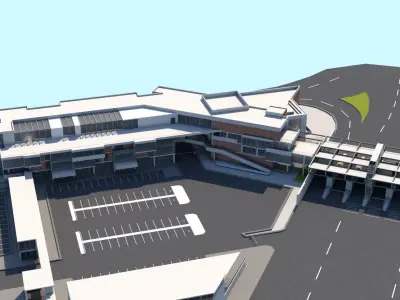 Border Control and Administration Buildings Low-poly 3D model