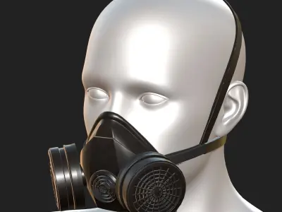 Gas mask respirator military combat protection  Low-poly 3D model buy