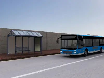 Bus Stop Modern2 Low-poly 3D model