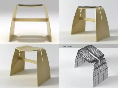Origami stool made of wood and leather Free 3D model