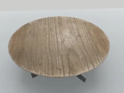 Round Wood Table 5 PBR Low-poly 3D model