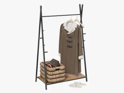 Floor Hanger Set with Coat 3D model