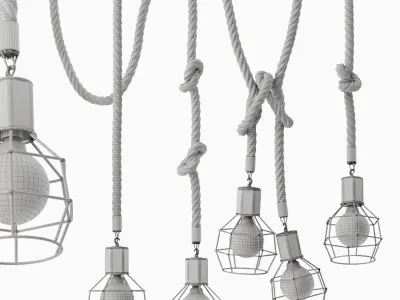 Pendant lamp LOFT ROPE CHANDELIER CAGE Mono 3D model