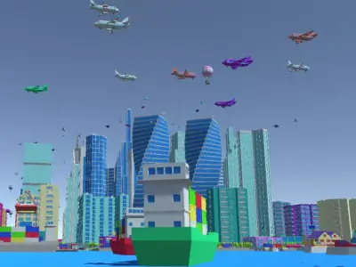Low Poly Cartoon Full City Low-poly 3D model