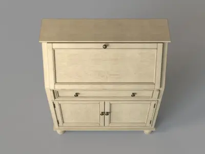 Two Door One Drawer Drop Lid Cabinet With Power 3D model