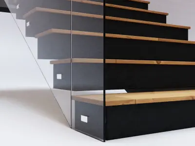 Stairs Set 01 - Wooden Stairs in diverse shapes Low-poly 3D model