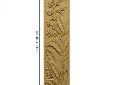 Modern floral Relief Panel Wall Decor Set STL Mural CNC 365 3D model