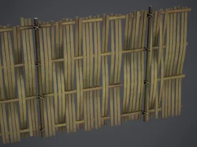 Bamboo Fence - PBR Texture Low-poly 3D model
