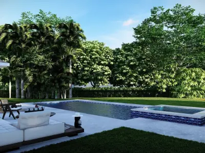 3D Exterior Scene 3D model design garden and landscape 3D 3D model