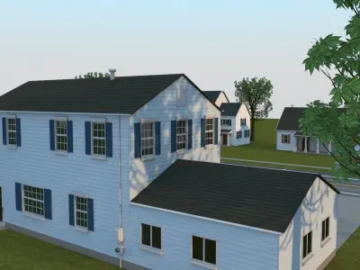 Neighborhood house with tree 3D model