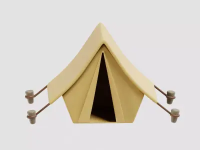 Cartoon Camping Tent Low-poly 3D model