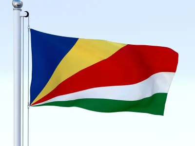 Animated Seychelles Flag Low-poly 3D model
