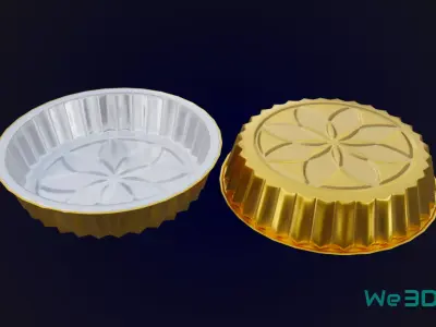 Round Aluminum Foil Lunch Box Low-poly 3D model