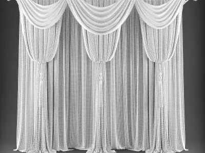 Curtain with drapes Low-poly 3D model order