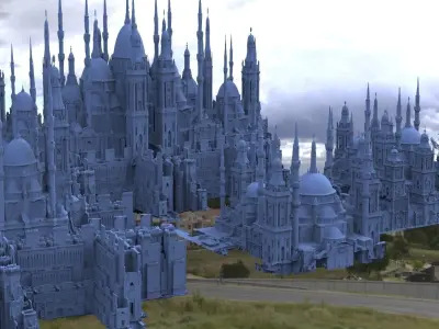 Fantasy City Gothic Architecture Kitbash  3D model