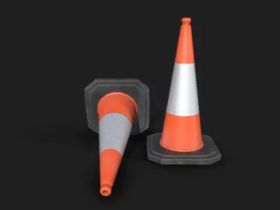 Traffic Cone Clean and Dirty Low-poly 3D model